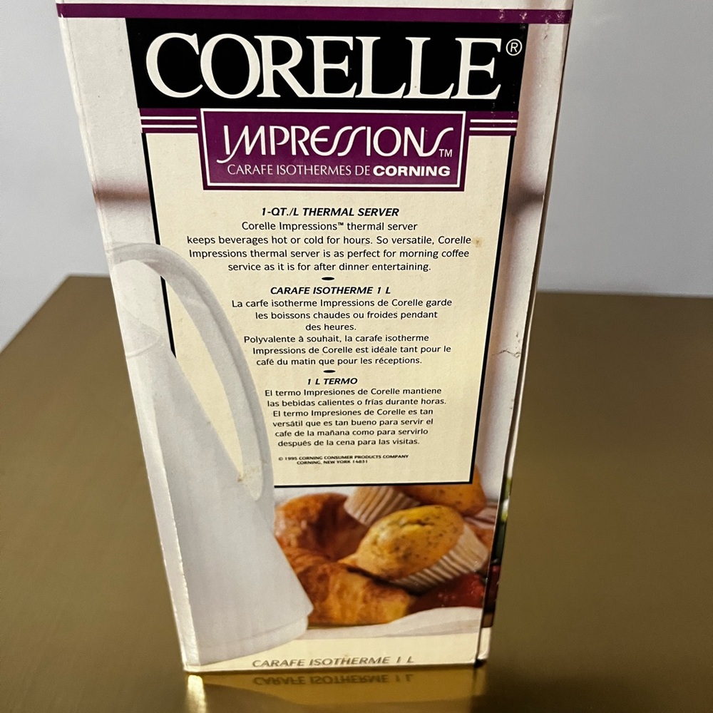 Corelle Shadow Iris Thermal Carafe 1995 NOS NIB Rare - Picture 2 of 6